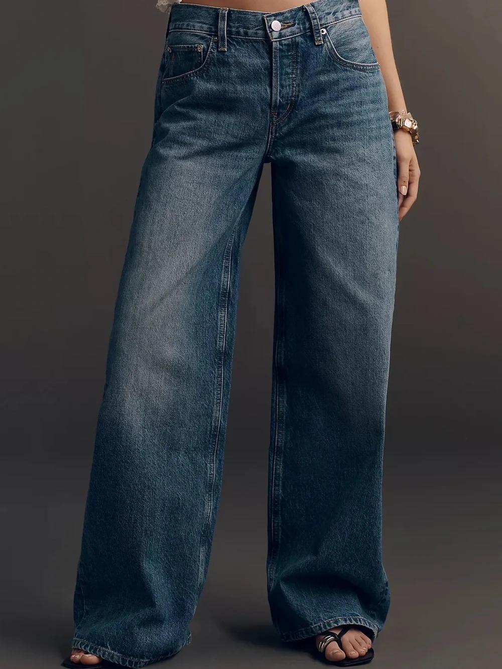 Etica Wide-Leg Jeans in Washed Blue